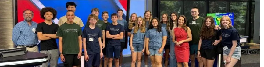 LYMC students at a TV broadcast studio
